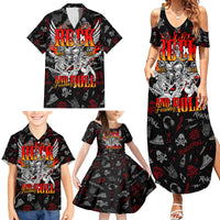 Rock And Roll Skull Forever Family Matching Summer Maxi Dress and Hawaiian Shirt - Wonder Print Shop