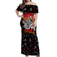Rock And Roll Skull Forever Off Shoulder Maxi Dress - Wonder Print Shop