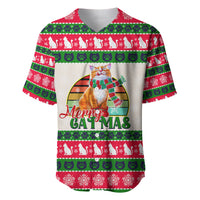 Merry Christmas Cat Baseball Jersey Meowy Catmas Xmas Tree - Wonder Print Shop