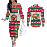 merry-christmas-cat-couples-matching-off-the-shoulder-long-sleeve-dress-and-long-sleeve-button-shirt-meowy-catmas-xmas-tree