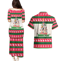 Merry Christmas Cat Couples Matching Puletasi Dress and Hawaiian Shirt Meowy Catmas Xmas Tree - Wonder Print Shop