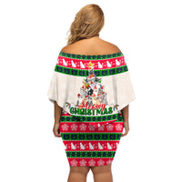 Merry Christmas Cat Family Matching Off Shoulder Short Dress and Hawaiian Shirt Meowy Catmas Xmas Tree - Wonder Print Shop