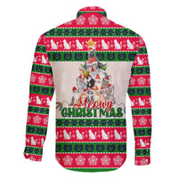 Merry Christmas Cat Family Matching Short Sleeve Bodycon Dress and Hawaiian Shirt Meowy Catmas Xmas Tree - Wonder Print Shop