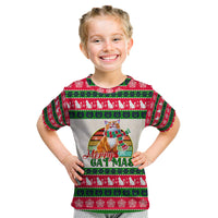 Merry Christmas Cat Kid T Shirt Meowy Catmas Xmas Tree - Wonder Print Shop