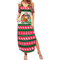Merry Christmas Cat Summer Maxi Dress Meowy Catmas Xmas Tree - Wonder Print Shop