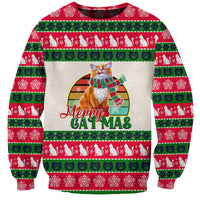 Merry Christmas Cat Sweatshirt Meowy Catmas Xmas Tree - Wonder Print Shop
