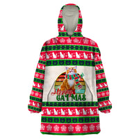 Merry Christmas Cat Wearable Blanket Hoodie Meowy Catmas Xmas Tree - Wonder Print Shop