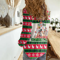 Merry Christmas Cat Women Casual Shirt Meowy Catmas Xmas Tree - Wonder Print Shop