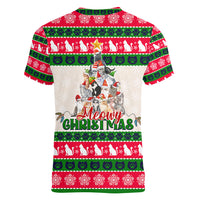 Merry Christmas Cat Women V Neck T Shirt Meowy Catmas Xmas Tree - Wonder Print Shop