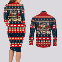 Merry Wet Nosemas Couples Matching Long Sleeve Bodycon Dress and Long Sleeve Button Shirt Christmas Husky - Wonder Print Shop