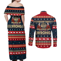 Merry Wet Nosemas Couples Matching Off Shoulder Maxi Dress and Long Sleeve Button Shirt Christmas Husky - Wonder Print Shop
