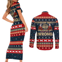 Merry Wet Nosemas Couples Matching Short Sleeve Bodycon Dress and Long Sleeve Button Shirt Christmas Husky - Wonder Print Shop
