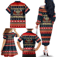 Merry Wet Nosemas Family Matching Off Shoulder Long Sleeve Dress and Hawaiian Shirt Christmas Husky - Wonder Print Shop