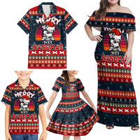 Merry Wet Nosemas Family Matching Off Shoulder Maxi Dress and Hawaiian Shirt Christmas Husky - Wonder Print Shop