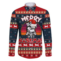Merry Wet Nosemas Family Matching Puletasi Dress and Hawaiian Shirt Christmas Husky - Wonder Print Shop