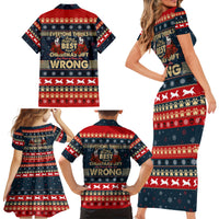 Merry Wet Nosemas Family Matching Short Sleeve Bodycon Dress and Hawaiian Shirt Christmas Husky - Wonder Print Shop