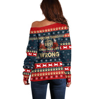 Merry Wet Nosemas Off Shoulder Sweater Christmas Husky - Wonder Print Shop
