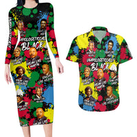 Unapologetically Black Couples Matching Long Sleeve Bodycon Dress and Hawaiian Shirt Civil Rights Leaders - Wonder Print Shop