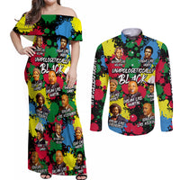 Unapologetically Black Couples Matching Off Shoulder Maxi Dress and Long Sleeve Button Shirt Civil Rights Leaders - Wonder Print Shop