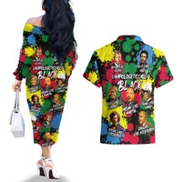 Unapologetically Black Couples Matching Off The Shoulder Long Sleeve Dress and Hawaiian Shirt Civil Rights Leaders - Wonder Print Shop