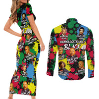 Unapologetically Black Couples Matching Short Sleeve Bodycon Dress and Long Sleeve Button Shirt Civil Rights Leaders - Wonder Print Shop