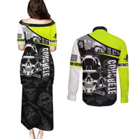 Concrete Finisher Skull on Site Couples Matching Puletasi Dress and Long Sleeve Button Shirts - Wonder Print Shop