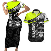 Concrete Finisher Skull on Site Couples Matching Short Sleeve Bodycon Dress and Hawaiian Shirt - Wonder Print Shop