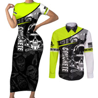 Concrete Finisher Skull on Site Couples Matching Short Sleeve Bodycon Dress and Long Sleeve Button Shirts - Wonder Print Shop
