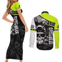 Concrete Finisher Skull on Site Couples Matching Short Sleeve Bodycon Dress and Long Sleeve Button Shirts - Wonder Print Shop