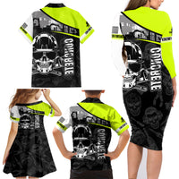 Concrete Finisher Skull on Site Family Matching Long Sleeve Bodycon Dress and Hawaiian Shirt - Wonder Print Shop