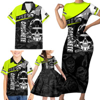 Concrete Finisher Skull on Site Family Matching Short Sleeve Bodycon Dress and Hawaiian Shirt - Wonder Print Shop