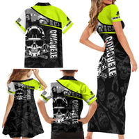 Concrete Finisher Skull on Site Family Matching Short Sleeve Bodycon Dress and Hawaiian Shirt - Wonder Print Shop