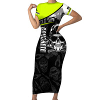Concrete Finisher Skull on Site Short Sleeve Bodycon Dress - Wonder Print Shop