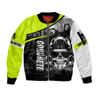 Concrete Finisher Skull on Site Sleeve Zip Bomber Jacket - Wonder Print Shop