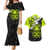 Personalised Electricians Skull Couples Matching Mermaid Dress and Hawaiian Shirt - Wonder Print Shop