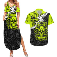 Personalised Electricians Skull Couples Matching Summer Maxi Dress and Hawaiian Shirt - Wonder Print Shop