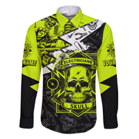 Personalised Electricians Skull Family Matching Long Sleeve Bodycon Dress and Hawaiian Shirt - Wonder Print Shop