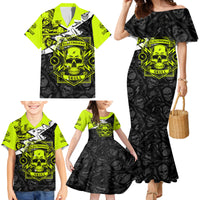 Personalised Electricians Skull Family Matching Mermaid Dress and Hawaiian Shirt - Wonder Print Shop