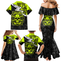 Personalised Electricians Skull Family Matching Mermaid Dress and Hawaiian Shirt - Wonder Print Shop