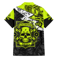 Personalised Electricians Skull Family Matching Off Shoulder Maxi Dress and Hawaiian Shirt - Wonder Print Shop