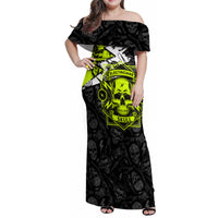 Personalised Electricians Skull Family Matching Off Shoulder Maxi Dress and Hawaiian Shirt - Wonder Print Shop