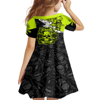 Personalised Electricians Skull Family Matching Short Sleeve Bodycon Dress and Hawaiian Shirt - Wonder Print Shop