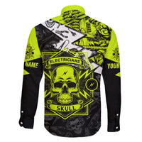 Personalised Electricians Skull Family Matching Short Sleeve Bodycon Dress and Hawaiian Shirt - Wonder Print Shop