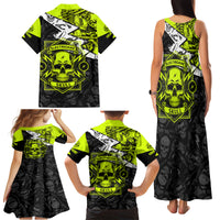 Personalised Electricians Skull Family Matching Tank Maxi Dress and Hawaiian Shirt - Wonder Print Shop