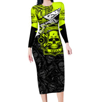 Personalised Electricians Skull Long Sleeve Bodycon Dress - Wonder Print Shop