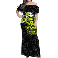 Personalised Electricians Skull Off Shoulder Maxi Dress - Wonder Print Shop