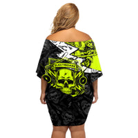 Personalised Electricians Skull Off Shoulder Short Dress - Wonder Print Shop