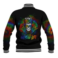 LGBT Rockin The Rainbow Life Skull Baseball Jacket - Wonder Print Shop