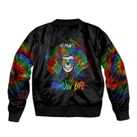 LGBT Rockin The Rainbow Life Skull Bomber Jacket - Wonder Print Shop