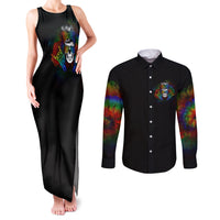 LGBT Rockin The Rainbow Life Skull Couples Matching Tank Maxi Dress and Long Sleeve Button Shirts - Wonder Print Shop